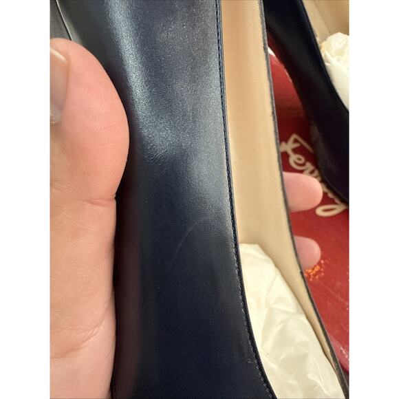 Vintage New 80s Salvatore Ferragamo Womens Heels Size 7.5 B Blue Pump Leather - Picture 6 of 9